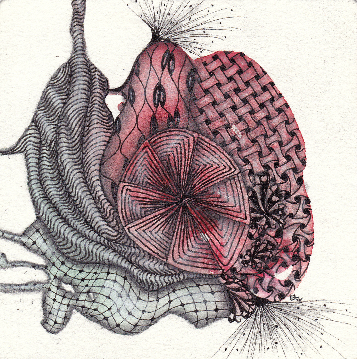 Aquarell mit Zentangle inspired art gezeichnet von Ela Rieger