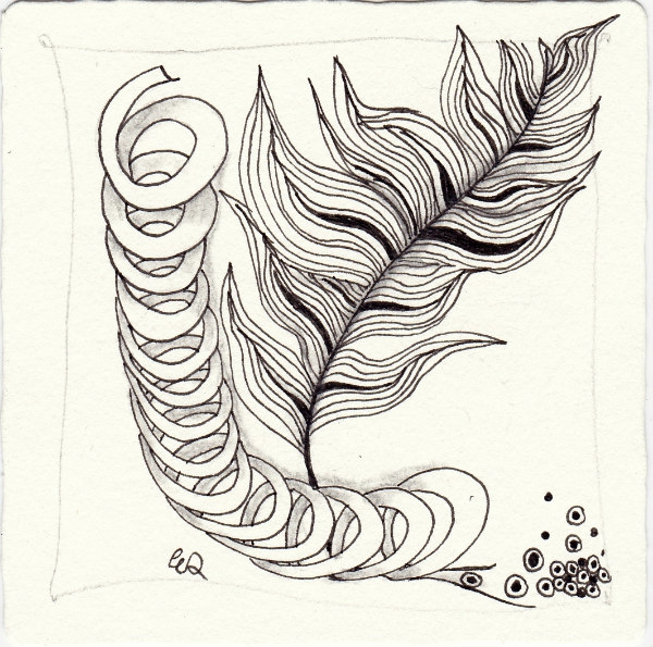 Ein Zentangle aus den Mustern Elarips, , ,  gezeichnet von Ela Rieger, CZT