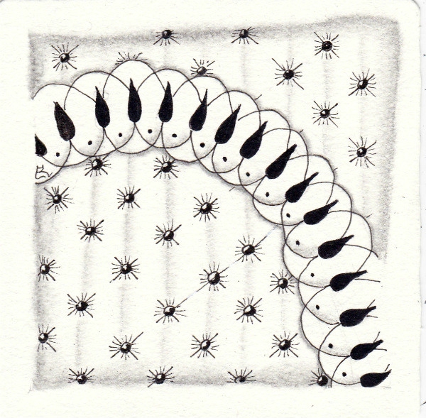 Ein Zentangle aus den Mustern Greek, Upholstered, ,  gezeichnet von Ela Rieger, CZT